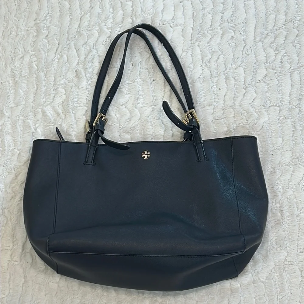 Tory Burch Dark Navy Leather York Buckle Tote Shoulder Bag